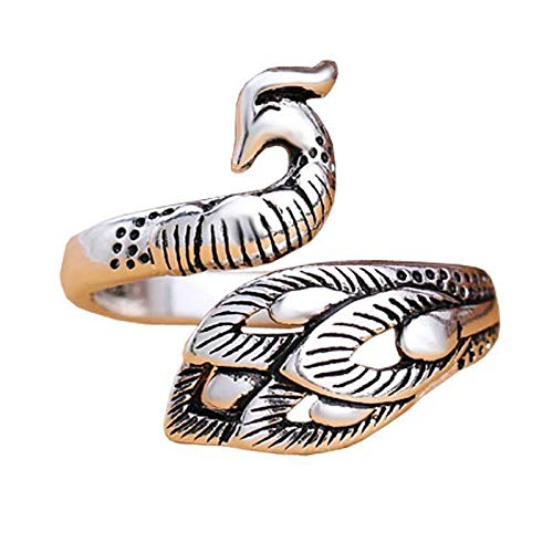 Pingyongchang 9pcs Vintage Adjustable Knitting Loop Crochet Ring  Punk Crochet Ring - Knitting Accessories  Snake Peacocks Fish Open Finger Ring/Adjustable Braided Ring for Faster Knitting Best Women Men Rings - Image 3